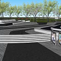Commercial Landscape Design With Curved Roads Green Lawns Parking Area And Trees