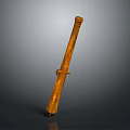 Ancient Bronze Long Cylindrical Artillery Barrel With Textured Surface Central Component Isolated On Gray Background