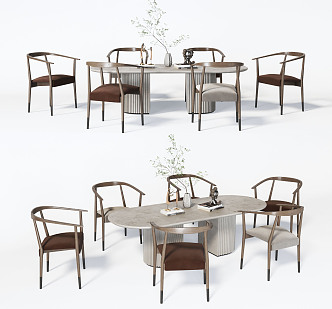 New Chinese Dining Table and Chair Combination Dining Table and Chair 3d model