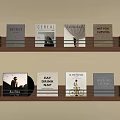 Wooden Wall Mounted Shelves with Various Book Covers and Modern Design