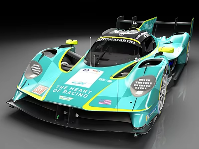 Teal Green Racing Car With The Heart Of Racing Logo And Aerodynamic Design 3d model