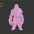 Blue Fur Giant Ape Character With Red Head Bone Decorations And Leather Armor
