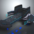 Modern Futuristic Sci Fi Structure Featuring Blue Glowing Lines And Black Panels