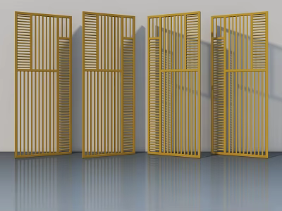Modern Yellow Swing Doors With Vertical Slats For Interior Decorative Use 3d model
