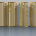 Modern Yellow Swing Doors With Vertical Slats For Interior Decorative Use 3d model