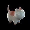 Cute Ceramic Cat Figurine With White And Pink Gradient Color Design
