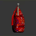 Elegant Red Clutch Bag With Vibrant Geometric Patterns And Tassel Decoration