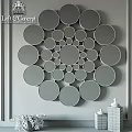 Circular Mirrors Decorative Wall Arrangement Reflecting Room Interior on Gray Wall 3d model