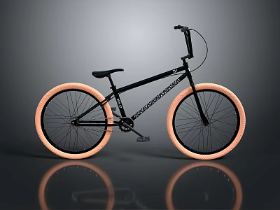 Black BMX Bicycle With Orange Wheels Modern Design And Reflective Surface 3d model