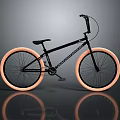 Black BMX Bicycle With Orange Wheels Modern Design And Reflective Surface
