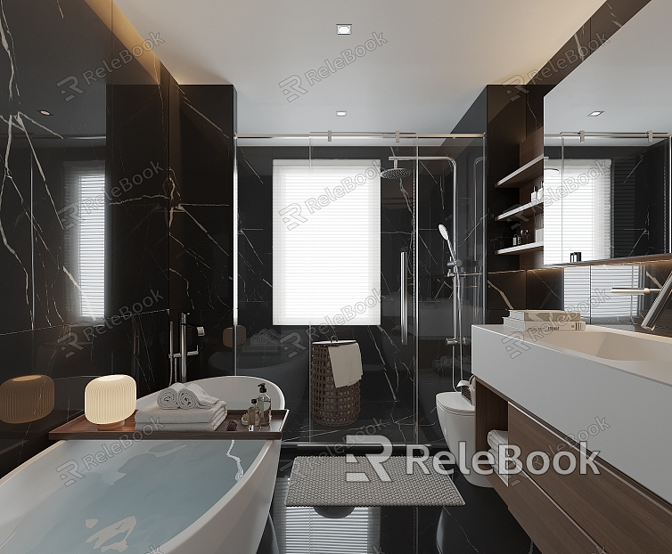 Modern Bathroom Shower Room Toilet Washbasin Shower Partition model