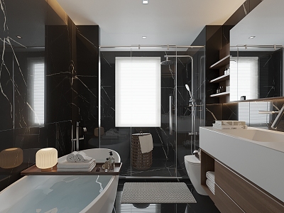 Modern Bathroom Shower Room Toilet Washbasin Shower Partition model