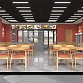 Modern Bright Casual Restaurant Interior Design With Light Wooden Chairs And Neat Order Counter Layout