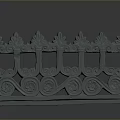 Natural Scenic View With Gray Ornate Railings And Intricate Carvings