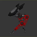 Black Shell Robotic Character Design With Red Mechanical Legs Silver Joints And Claw Feet