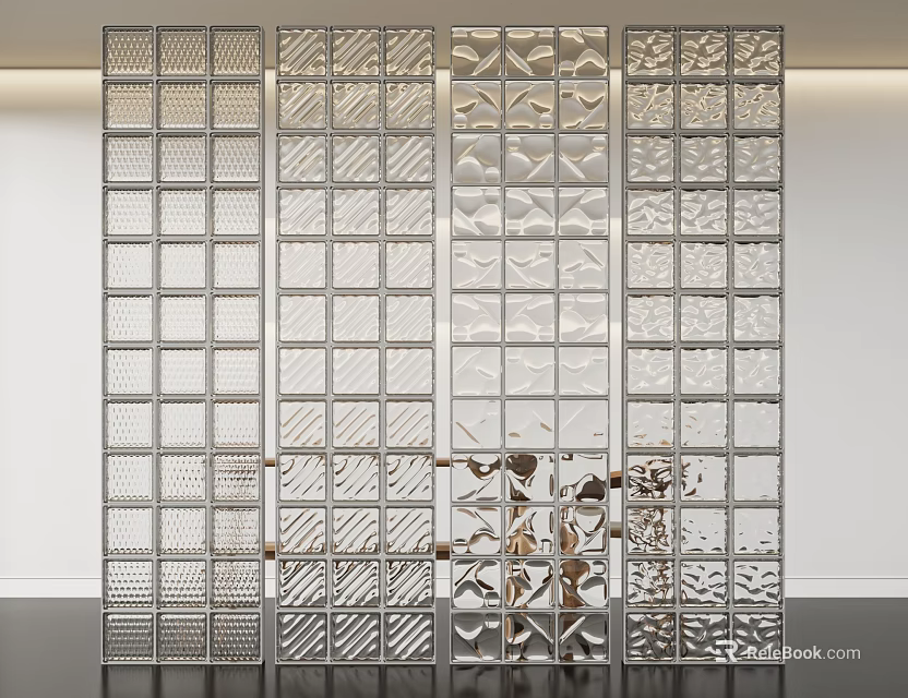 Modern Decorative Glass Screen With Geometric Patterns For Interior Space Division 3d model 
