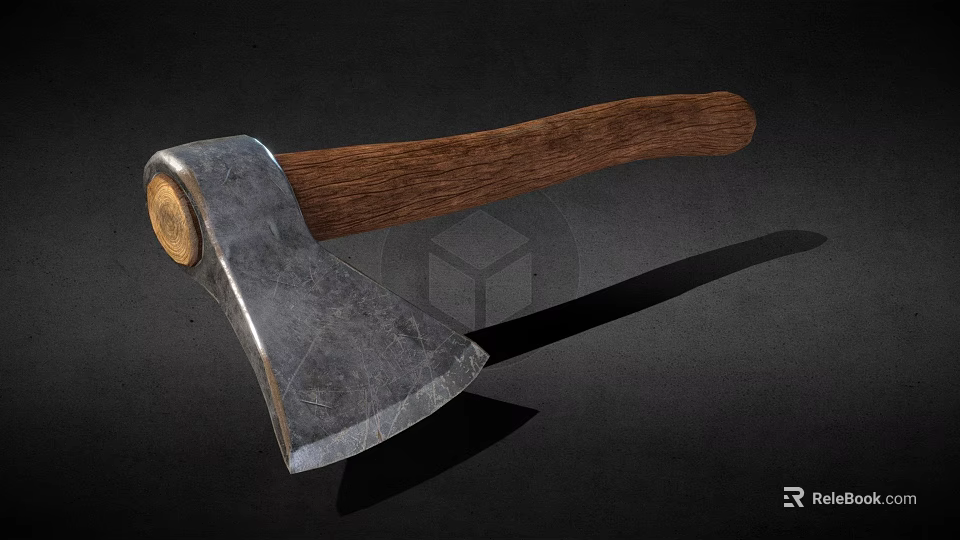 Game Movie Character Holding Axe With Metal Head And Wooden Handle 3d model 