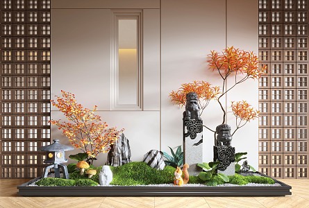 New Chinese Style Indoor Landscape Landscaping Landscape Setches Indoor Landscape Indoor Landscape Bryophytes Plant Pile 3d model