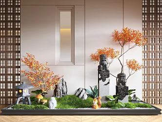 New Chinese Style Indoor Landscape Landscaping Landscape Setches Indoor Landscape Indoor Landscape Bryophytes Plant Pile 3d model