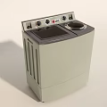 Vintage Twin Tub Washing Machine With Control Panel Knobs And Beige Exterior 3d model