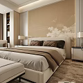 Modern Bedroom Interior With Bedside Tables Lamps Soft Rug And Accent Chair