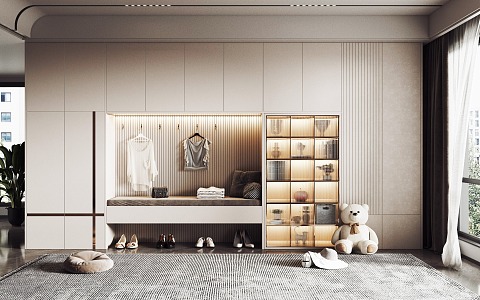 Shoe Cabinet Integrated Shoe Cabinet Entrance Shoe Cabinet Doll Ornaments Bear Doll 3d model