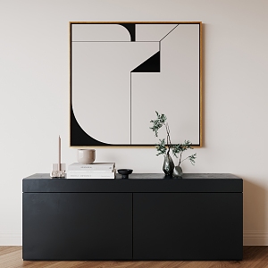 Quiet abstract painting Decorative painting Black and white abstract minimalist 3d model