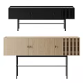 Modern TV Stand With Sleek Cabinets Metal Legs And Slatted Design