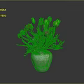 Gray Carved Vase Sculpture with Red Yellow Pink Tulips in Gray Background