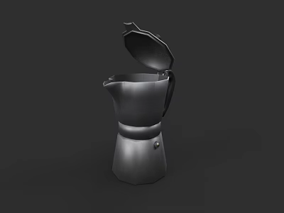 Stainless Steel Moka Pot With Open Lid For Coffee Making In Modern Kitchen 3d model