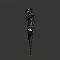 Mechanical Robot With Silver Black Metallic Body And Extended Limb Structure Standing Pose Design 3d model