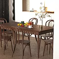 Retro Solid Wood Dining Table And Chairs Set For Cozy Home Dining Room Decoration