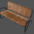 Sturdy Outdoor Bench Design With Wooden Slats And Black Metal Frame Armrests