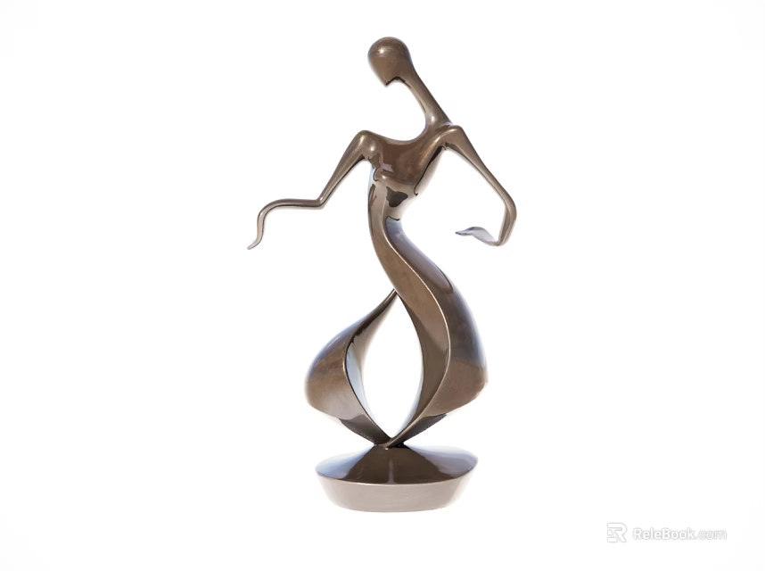Abstract Metal Sculpture Of Dynamic Human Figure With Curved Design And Base 3d model 