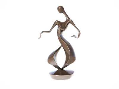 Abstract Metal Sculpture Of Dynamic Human Figure With Curved Design And Base 3d model