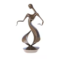 Abstract Metal Sculpture Of Dynamic Human Figure With Curved Design And Base