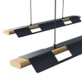 Modern Long Linear Pendant Light Design With Metal Frame And Wooden Accents