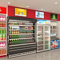 Convenience Store Interior With Display Refrigerators Freezers And Frozen Food Products