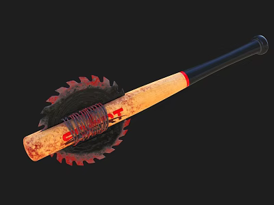 Sports Equipment High Quality Wooden Baseball Bat With Black Grip And Red Accents 3d model