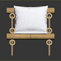 Bamboo Armchair With White Cushion And Backrest In Simple Tube Structure Design