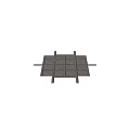 Modern Structural Components With Wooden Panels And Intersecting Metal Strips