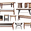 Assorted Modern Wooden Rattan Stools With Diverse Designs For Home Decor