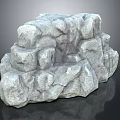 Wooden And Stone Decorative Element With Stacked Natural Stone Structure Rough Texture 3d model