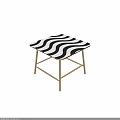 Modern Striped Table Furniture With Black And White Patterned Top And Wooden Legs