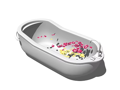 Freestanding Bathtub Filled With Red And Yellow Rose Petals In Water 3d model