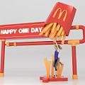McDonald's One Day Event Interactive Zone With Hanging Fries And Woman Engagement