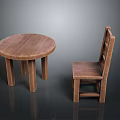 Simple Round Wooden Table with Slatted Back Chair Set Natural Wood Finish Design