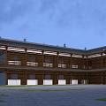 Traditional Ancient Chinese Architecture With Wooden Structure Overhanging Eaves And Courtyard Design