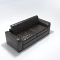 Black Two Seater Sofa With Leather Texture And Modern Minimalist Design 3d model
