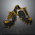 Yellow Black And White Football Boots With Studded Soles And Laces